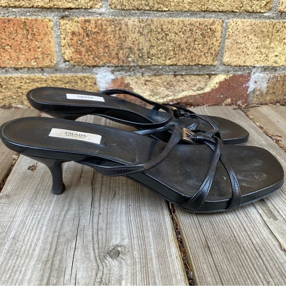 Vintage Prada Sling Back Heels Calzature Donna Black Size 36 - Picture 3 of 11
